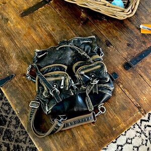 Genuine leather back pack purse